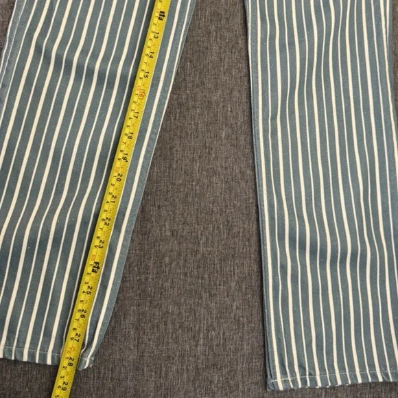 Reformation Jeans Blue Metro Stripe Cynthia Striped High Rise Straight Size 26 Straight Leg